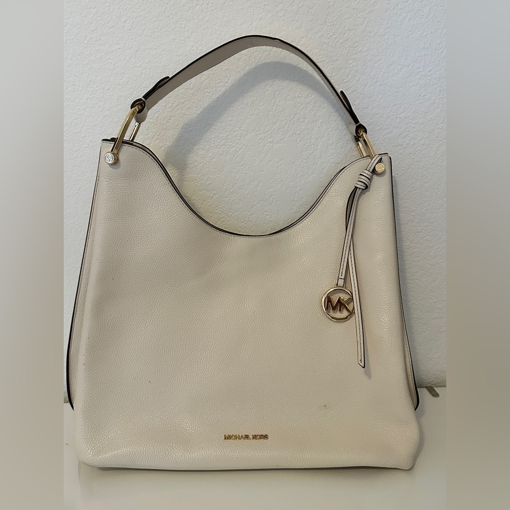 Michael Kors Cream Hobo Bag with Metallic Accents
